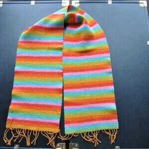 Victorie Mathieu Paris Rainbow Color Pattern Scarf